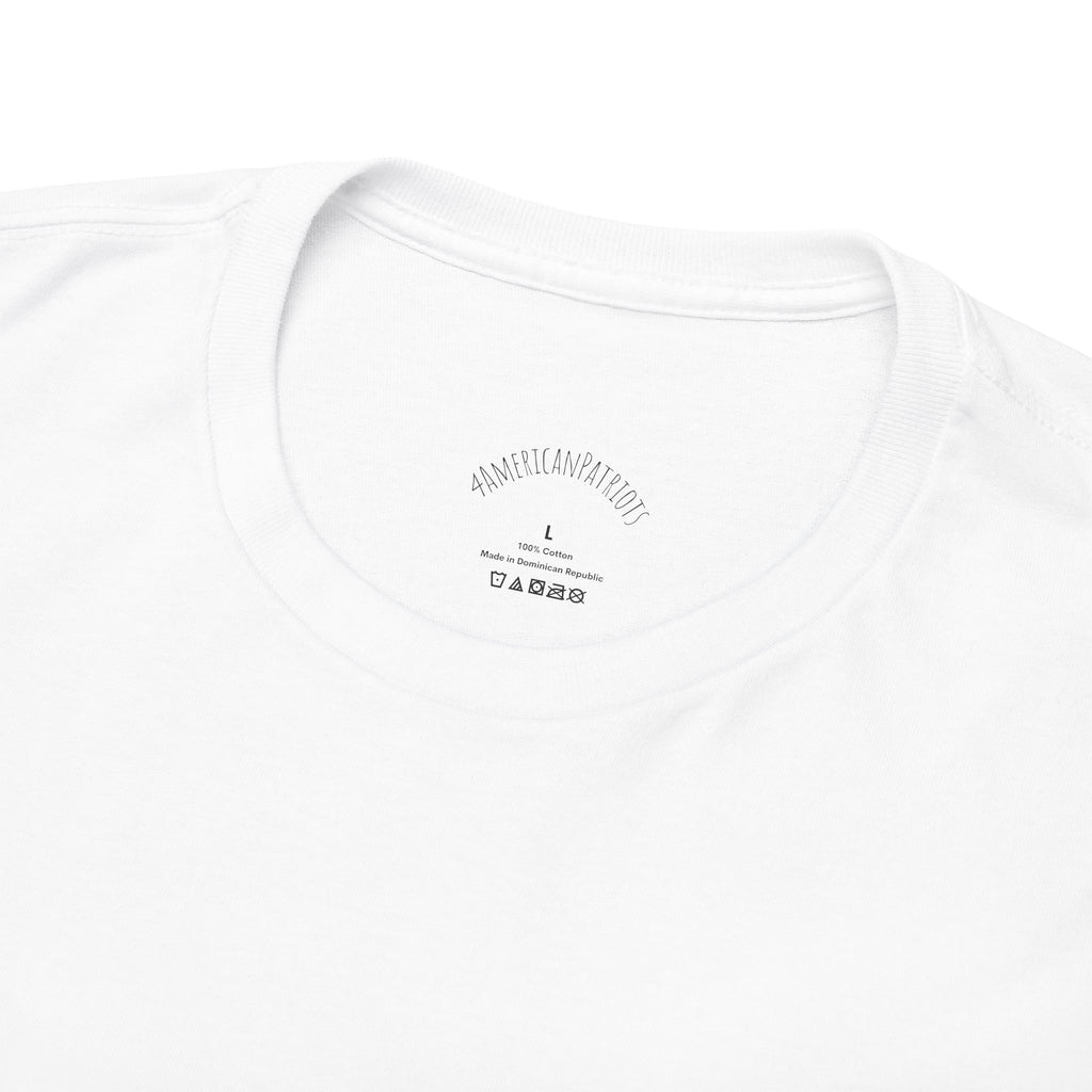 White t-shirt with brand logo on a white background