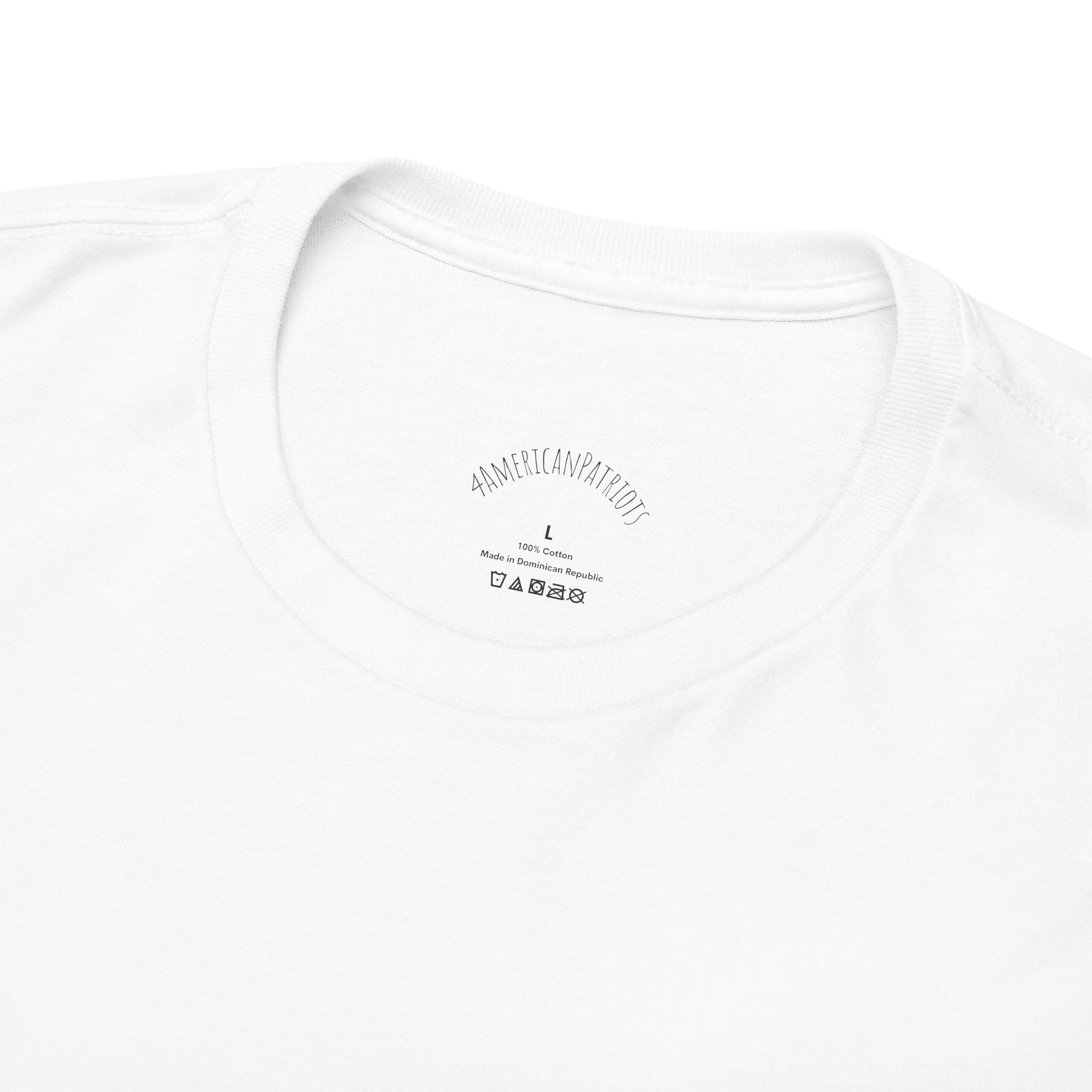 White t-shirt with brand logo on a white background